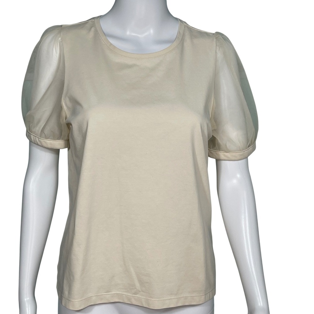 Madewell Small Ivory Sheer Organza Puff Sleeve Top Romantic Clean Girl Coquette
